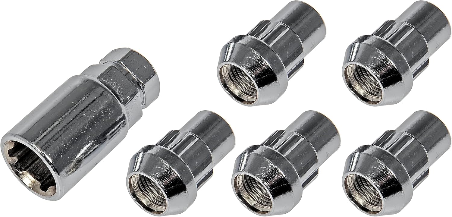 Dorman 712-628 Wheel Nut Lock Chrome Acorn Set M14-1.50 Compatible with Select Chevrolet  GMC Models, 5 Piece Set