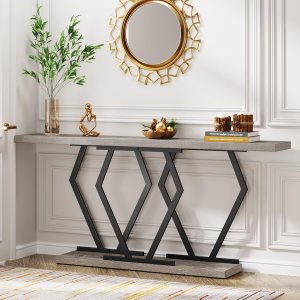 Tribesigns Mesa consola de 70.9 pulgadas para sala de estar, mesa de sofá larga estrecha con marco de metal geométrico resistente, mesa de madera Tribesigns Mesa consola de 70.9 pulgadas para sala de estar, mesa de sofá larga estrecha con marco de metal geométrico resistente, mesa de madera