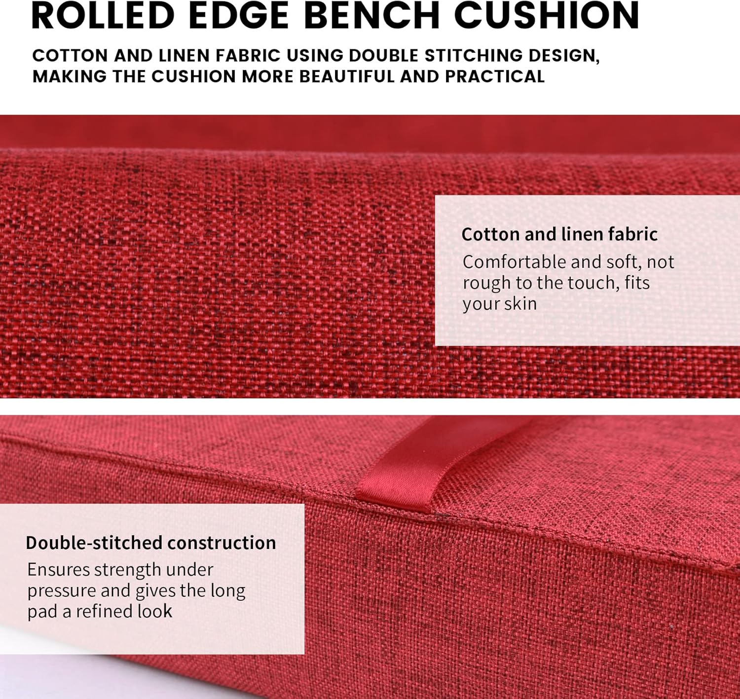 ROFIELTY Cojín de banco de 47 pulgadas, cojines de banco duraderos para muebles de interior, cojines de asiento antideslizantes para ventana de