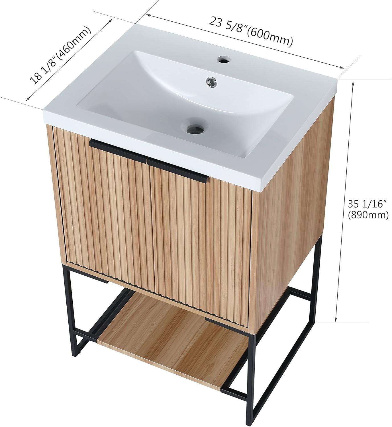 Vanidad de baño de 24 pulgadas con fregadero, tocador de baño independiente de 24 pulgadas, combo de tocador de baño de un solo lavabo, tocador de