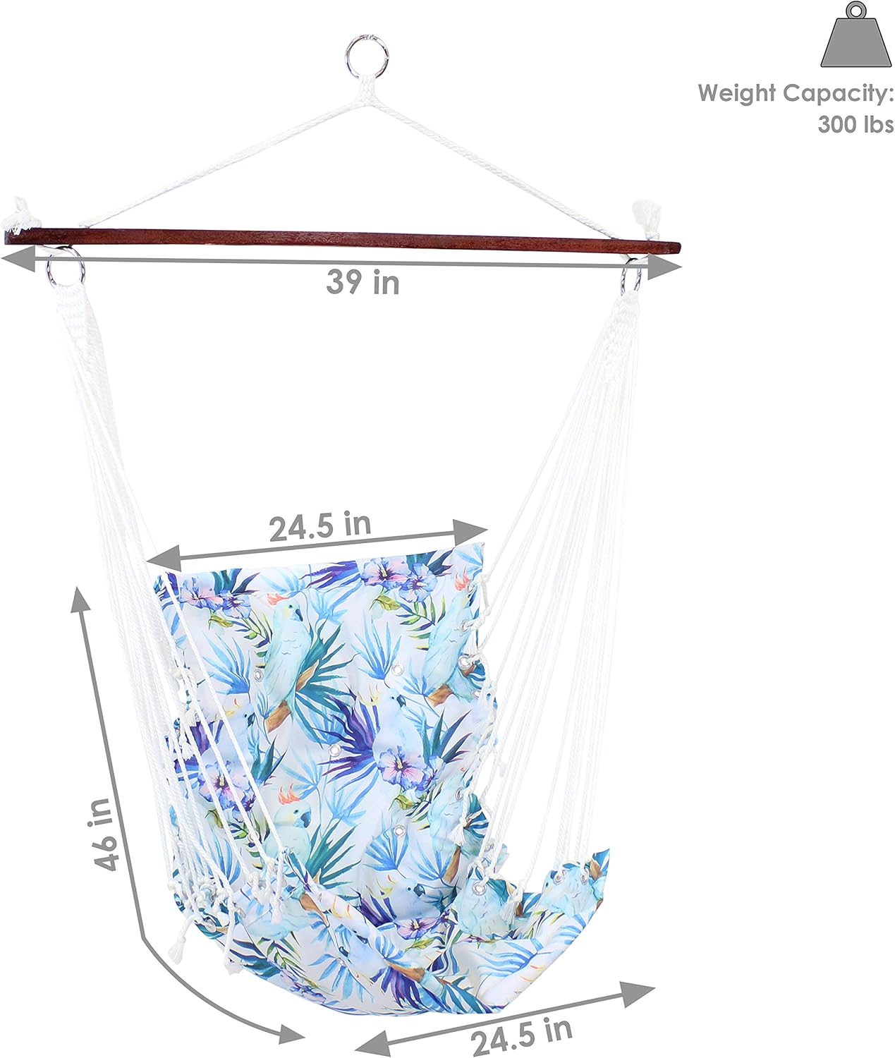 Sunnydaze Hamaca colgante con barra separadora y respaldo acolchado, asiento de silla colgante para patio trasero y patio, capacidad de peso de 300