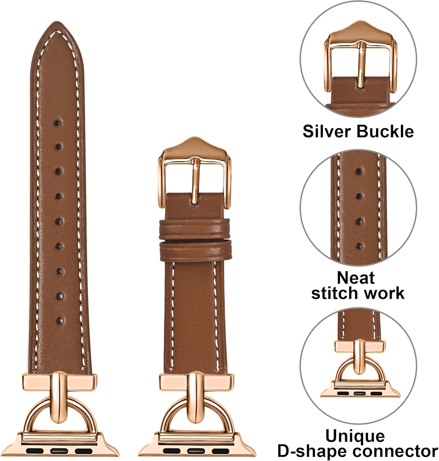 Correas de cuero de diseñador compatibles con Apple Watch Band de 1.49, 1.57, 1.61, 1.65, 1.73, 1.77 y 1.77 pulgadas, correa de cuero elegante y