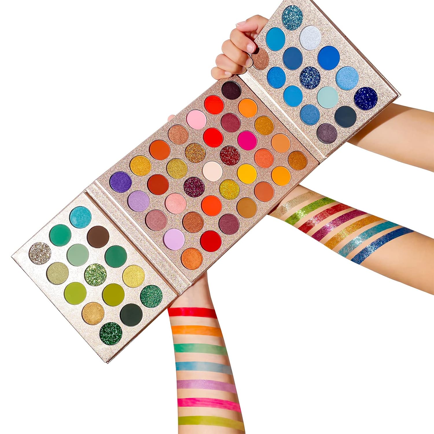 VERONNI Paleta de sombras de ojos profesional de 65 colores, altamente pigmentada con purpurina metálica brillante mate, ultra mezclable, color