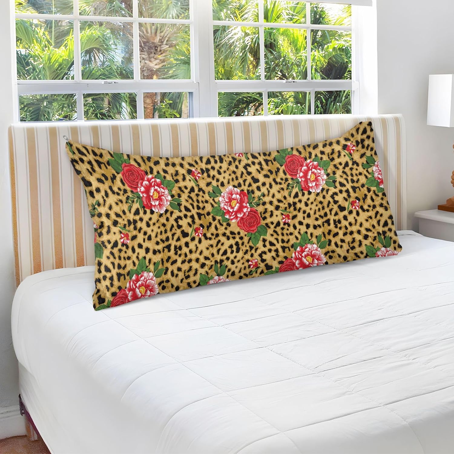 Fundas de almohada con estampado de leopardo rosa, tamaño estándar, súper suave, con cremallera, fundas de almohada de microfibra lavada para el