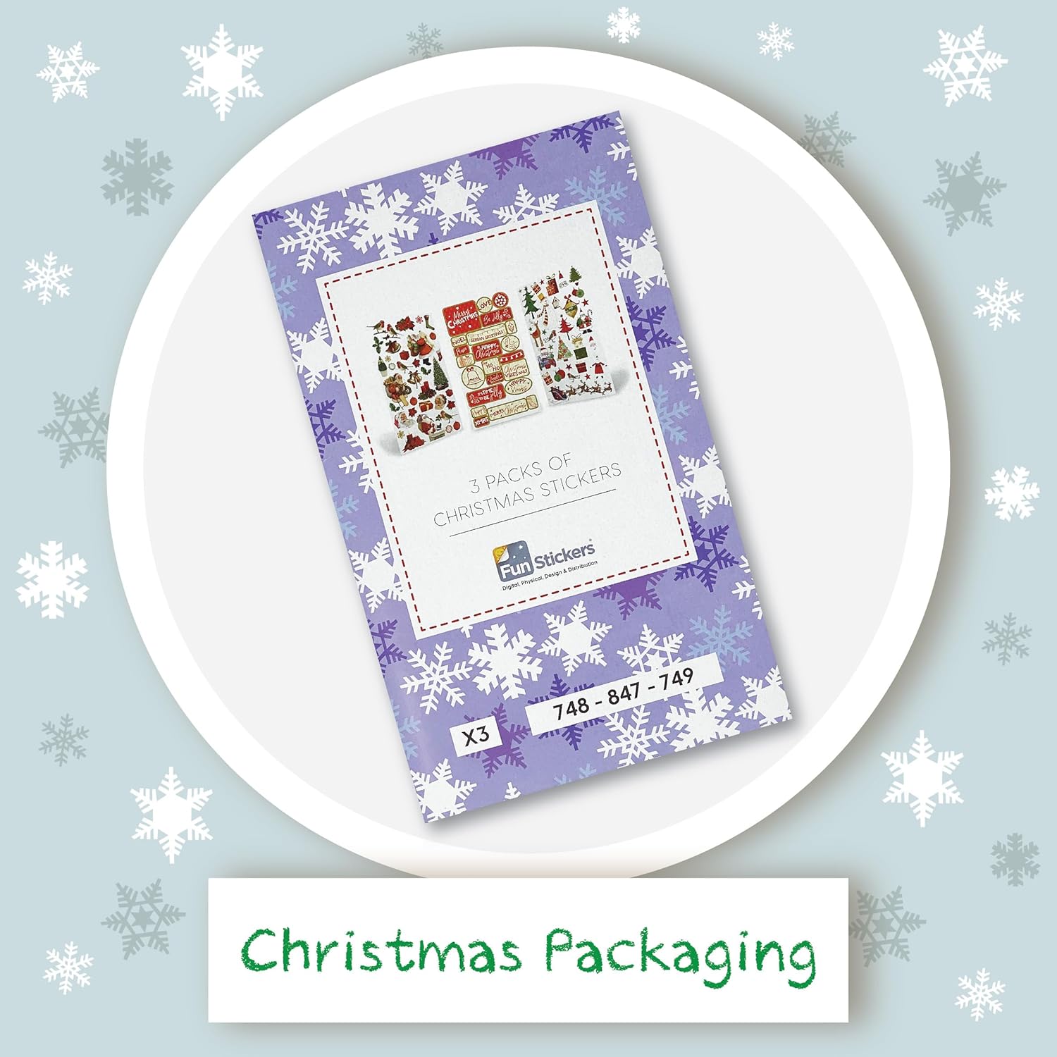 Paquete de 3 hojas de calcomanías para decoración de Navidad, autoadhesivas, álbumes de recortes, regalo, regalo, relleno de bolsas de fiesta,