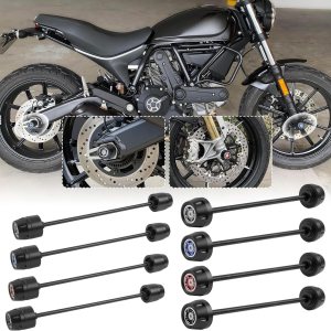 Eje de rueda delantera y trasera para motocicleta, deslizador de horquilla compatible con D-ucati Scrambler 400 Sixty 2 800 Classic Full Throttle Eje de rueda delantera y trasera para motocicleta, deslizador de horquilla compatible con D-ucati Scrambler 400 Sixty 2 800 Classic Full Throttle