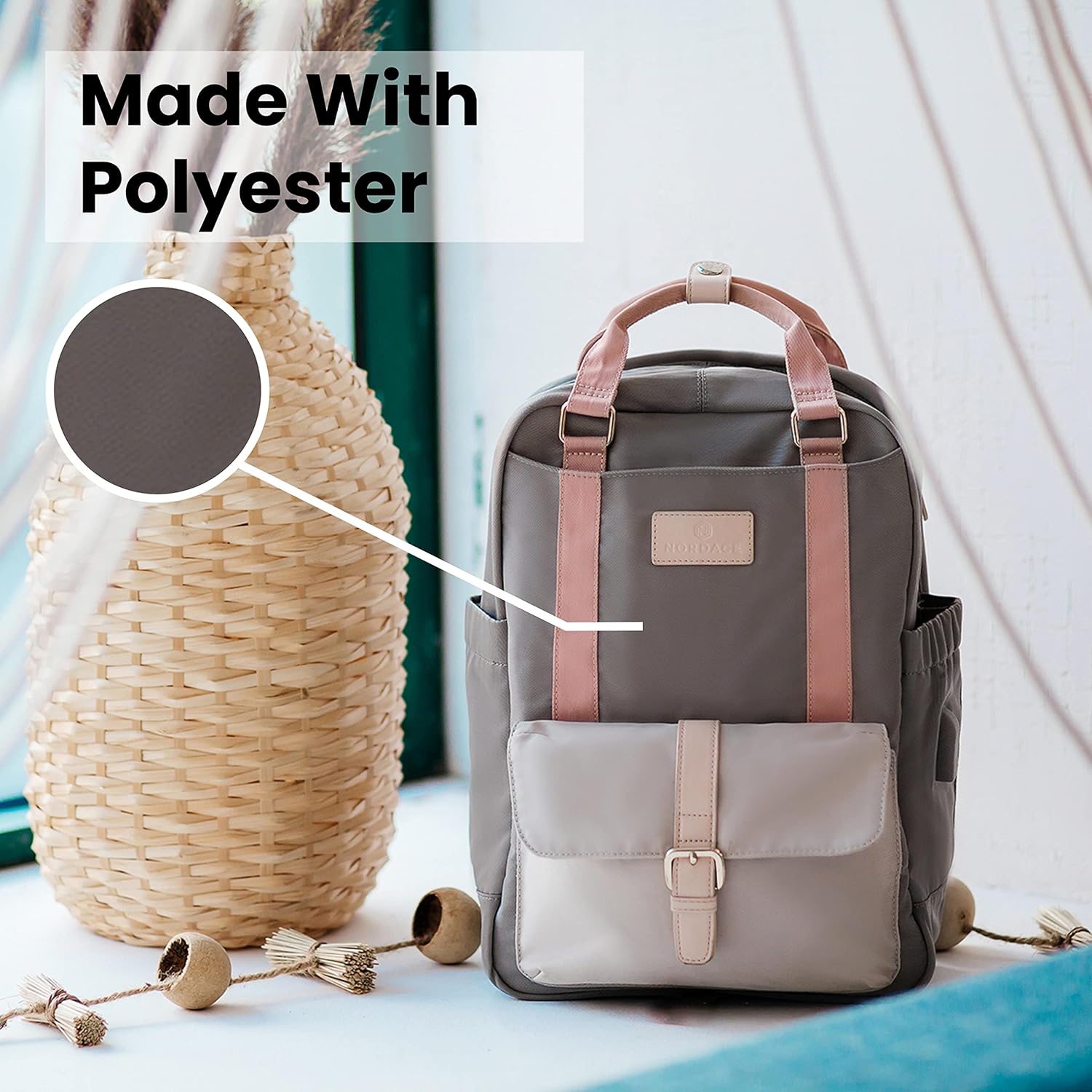 Nordace Eclat – Mochila ligera para laptop con puerto de carga USB para uso diario, viaje o trabajo, 15.6 pulgadas, Gris, Mochilas de viaje