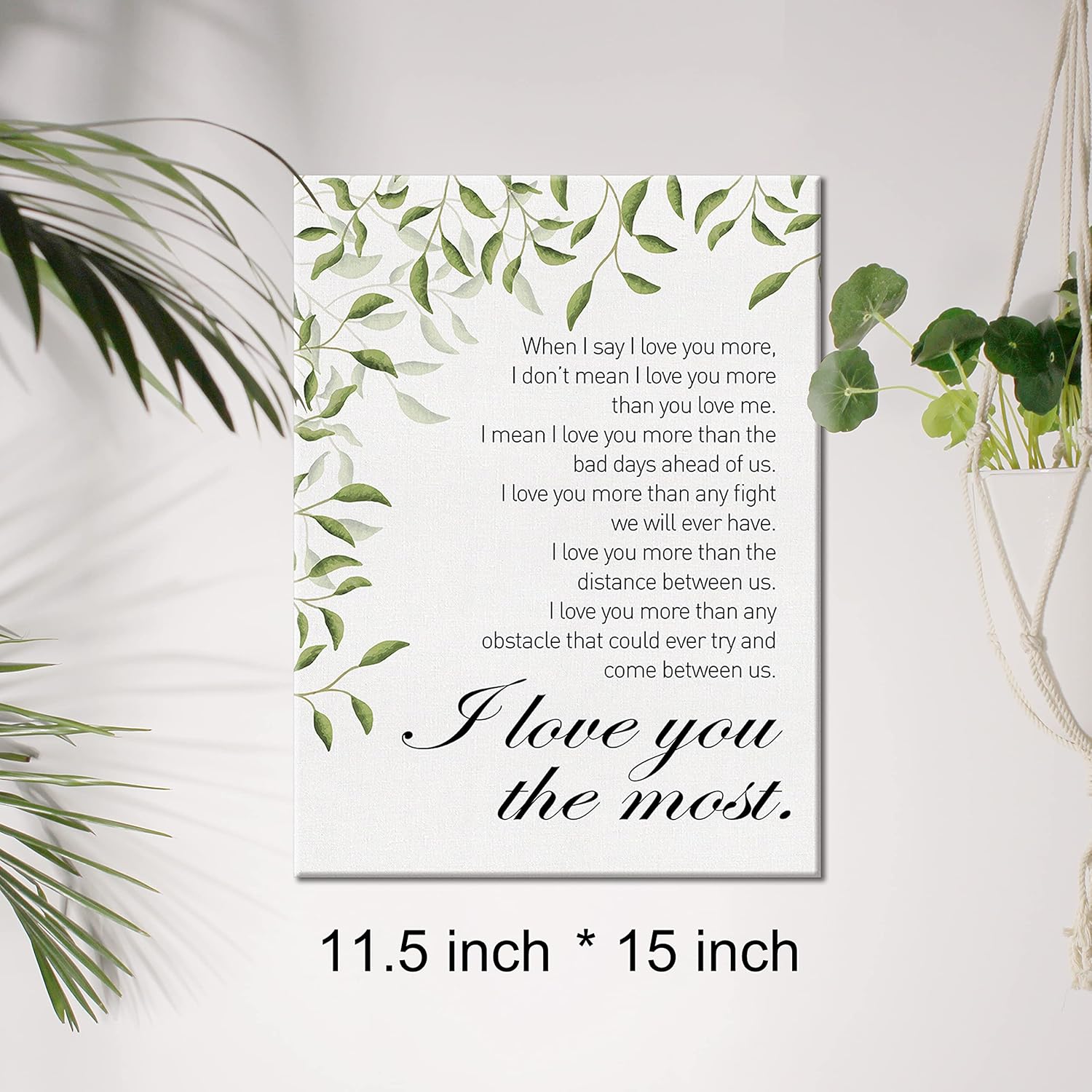 Lienzo decorativo para pared, con texto en inglés When I Say I Love You More, lienzo impreso para boda, matrimonio, pintura, decoración de pared