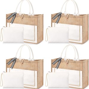 Chunful 4 bolsas de arpillera con asa, bolsa de regalo a granel para mujeres, bolsa de playa de lona de boda, bolsa de yute de arpillera, bolsa de Chunful 4 bolsas de arpillera con asa, bolsa de regalo a granel para mujeres, bolsa de playa de lona de boda, bolsa de yute de arpillera, bolsa de