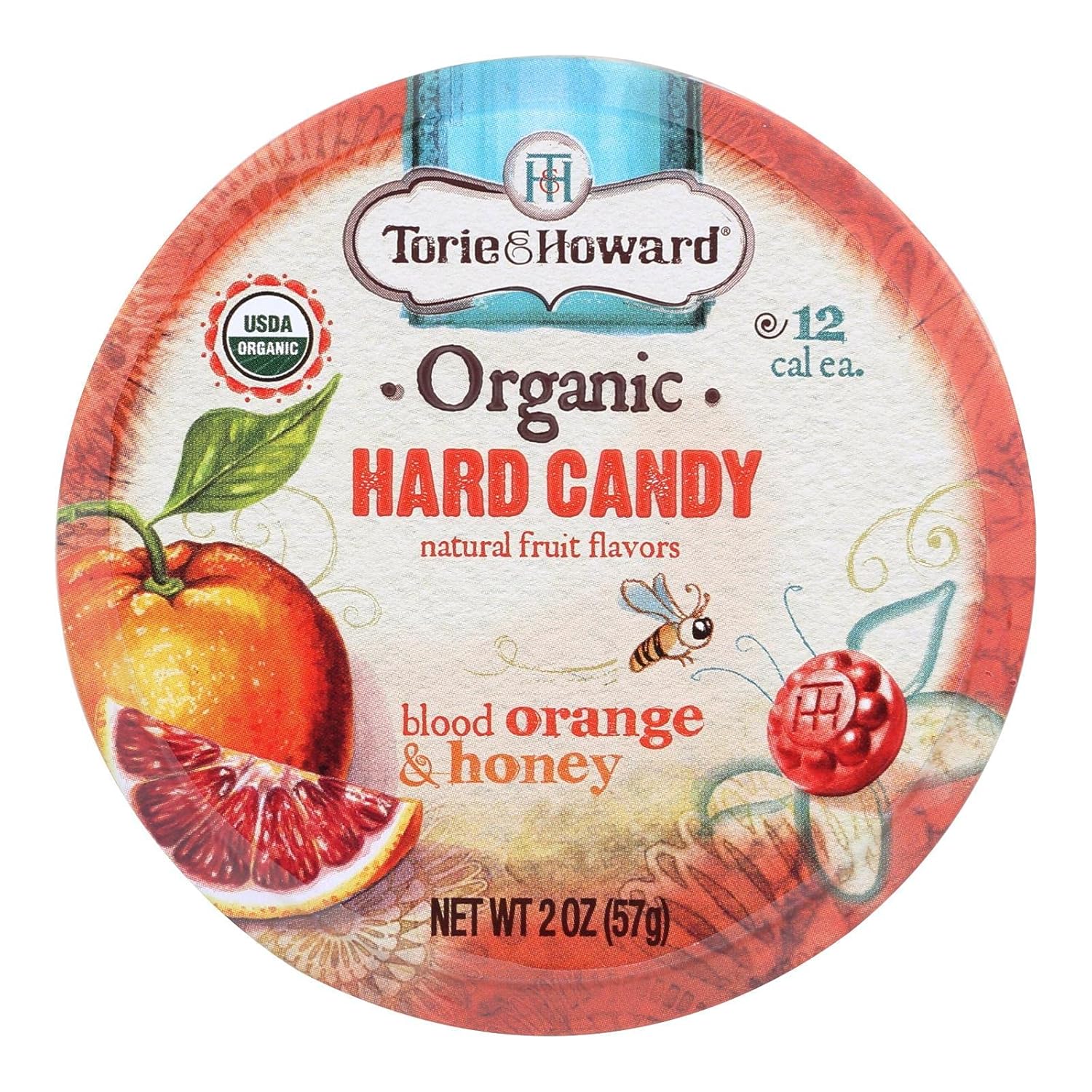 Caramelo duro orgánico de naranja sanguina y miel, 2 onzas (caja de 8)