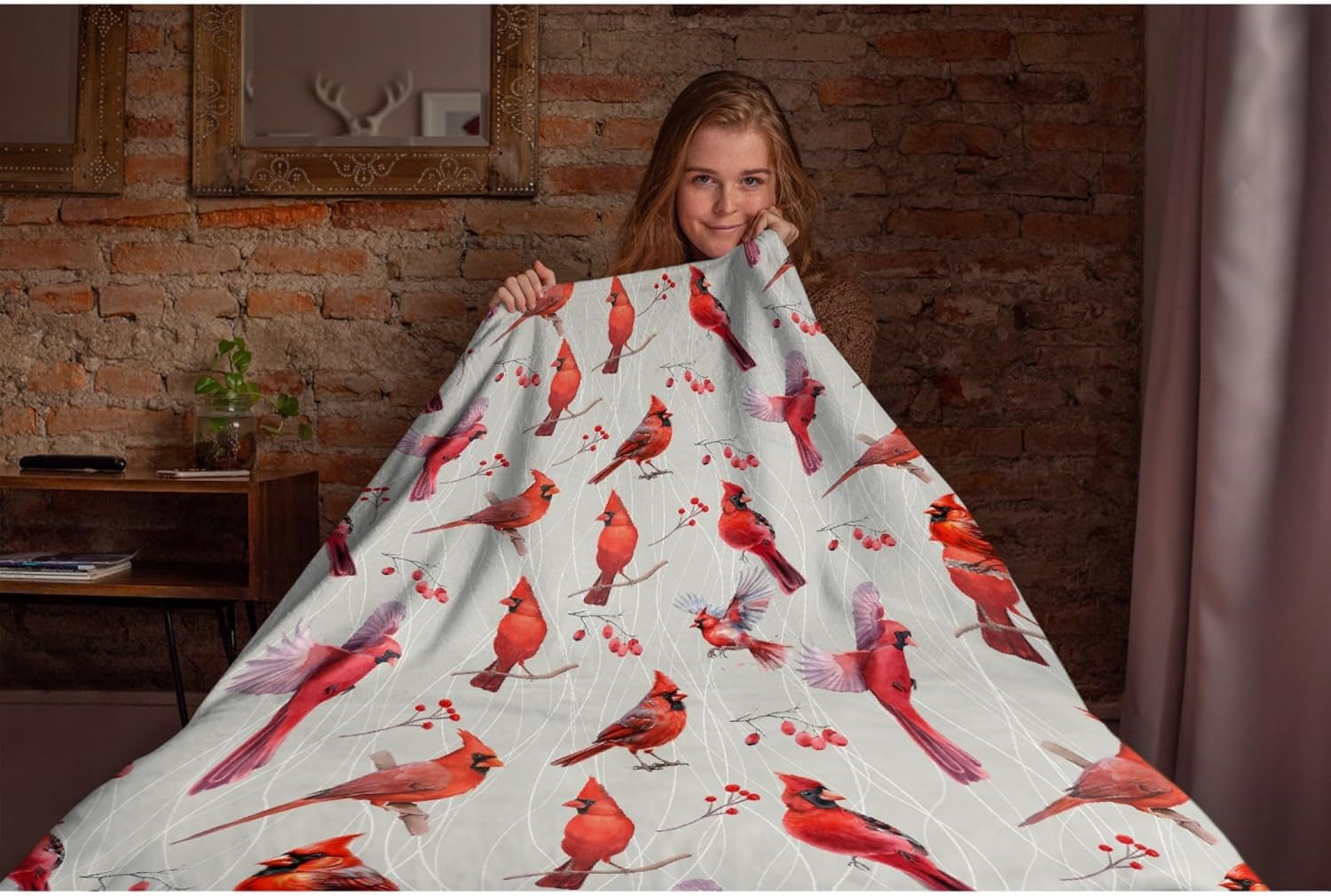 Manta cardenal suave y acogedora manta de franela para sofá, cama y sala de estar, 50 x 40 pulgadas (S) para niños