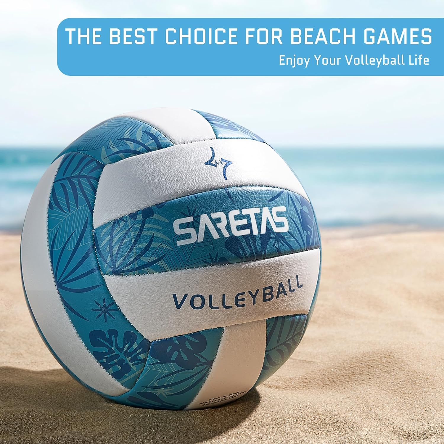 SARETAS Voleibol de voleibol suave de playa, tamaño oficial para escuela, interior, exterior y juego de gimnasio, juego de entrenamiento, juego para