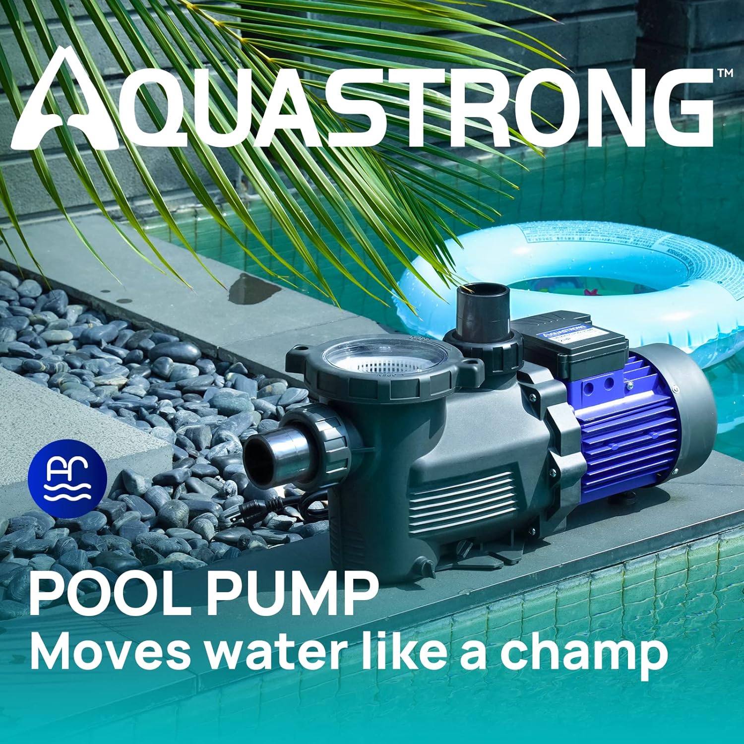 AQUASTRONG Bomba de piscina de una sola velocidad de 2 caballos de fuerza, 220 V, 8917 GPH, alto flujo, potentes bombas de piscina autorecortables