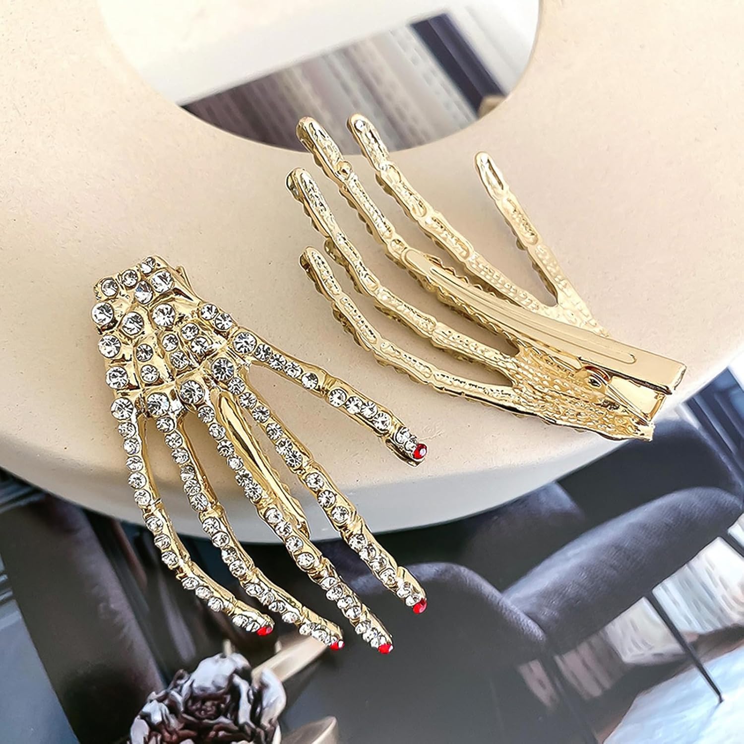 Pinzas de pelo de esqueleto de Halloween de 5 colores, 5 piezas de pinzas góticas góticas para el cabello, accesorios de regalo para mujeres,