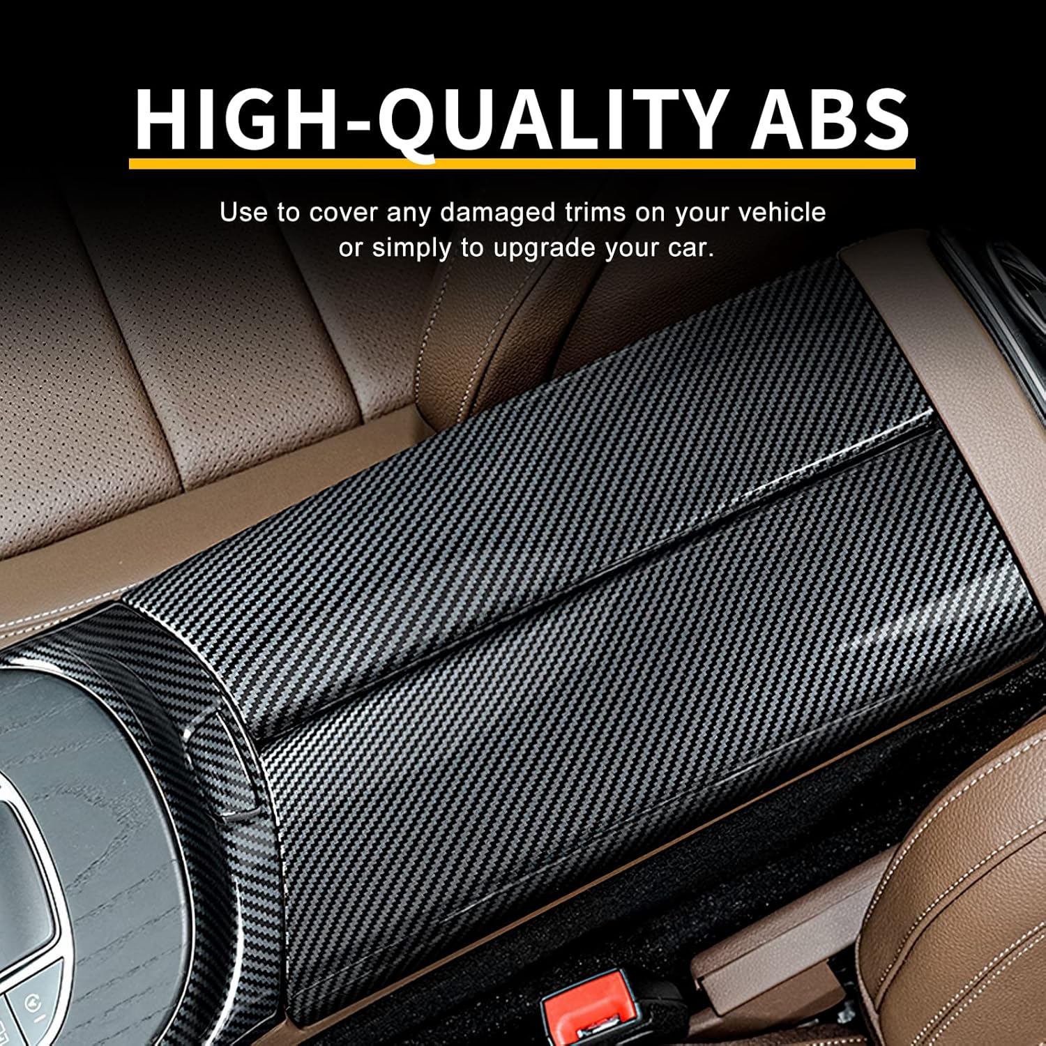 Cubierta de la caja del reposabrazos de la consola central para Mercedes-Benz GLB accesorios interiores del coche (fibra de carbono)