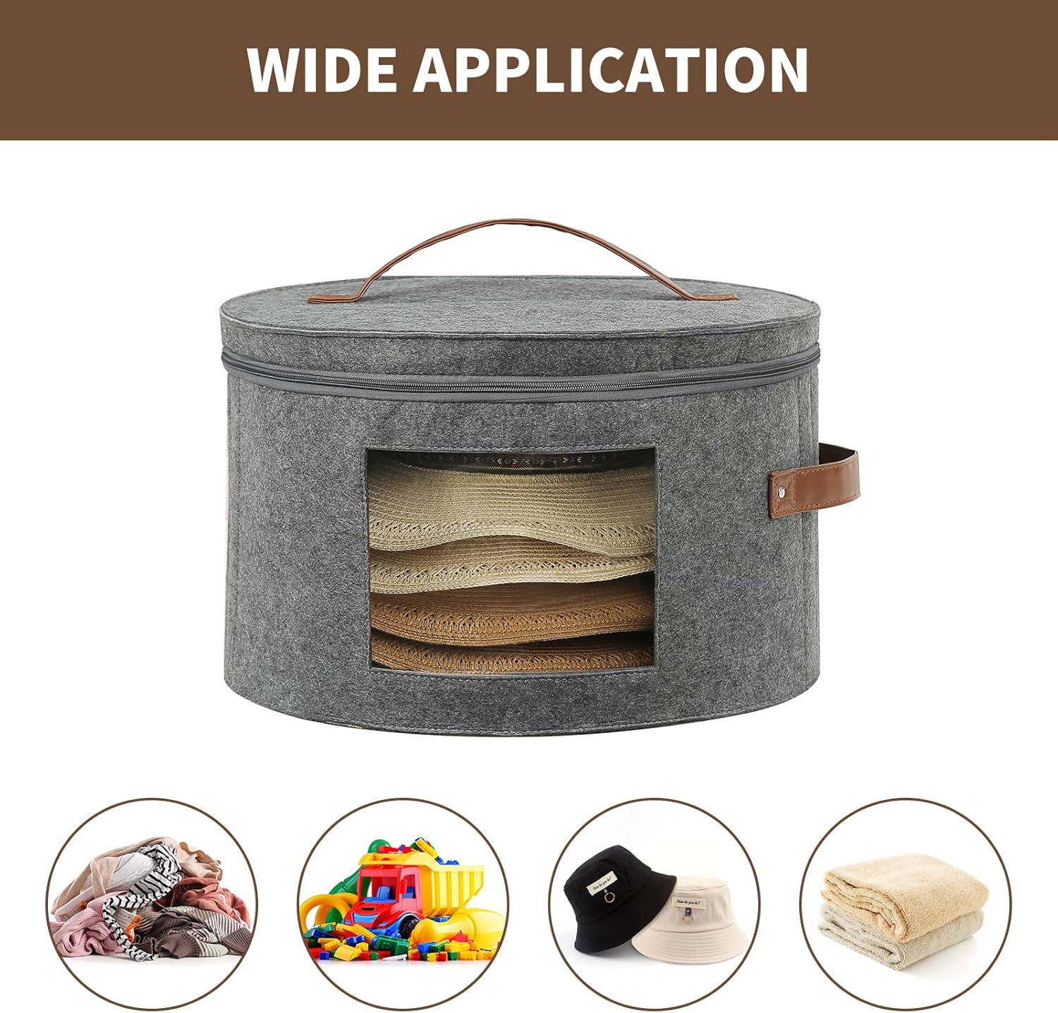 Qozary Caja de almacenamiento reforzada para sombreros, organizador de sombreros para mujeres y hombres, caja de sombrero de vaquero con paneles de