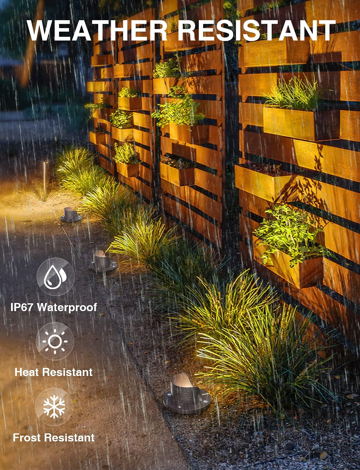 SUNVIE Luces de paisaje de bajo voltaje de 12 W, impermeables, para exteriores, luces LED blindadas, 12 V-24 V, iluminación blanca cálida de paisaje