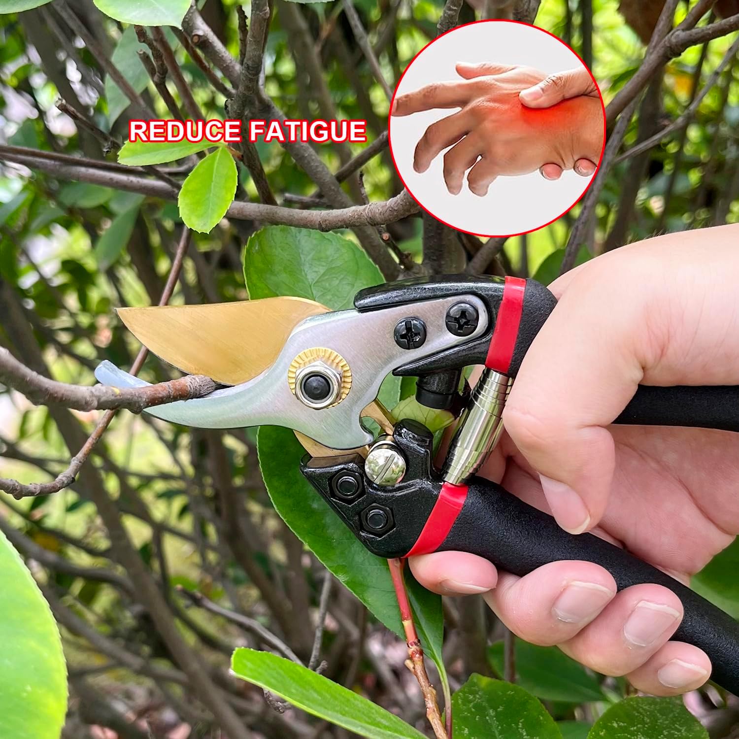 Sirmedal Tijeras de podar para jardinería, mango de agarre ergonómico, podadoras de árboles, podadoras de mano, tijeras de jardín, cortadoras para
