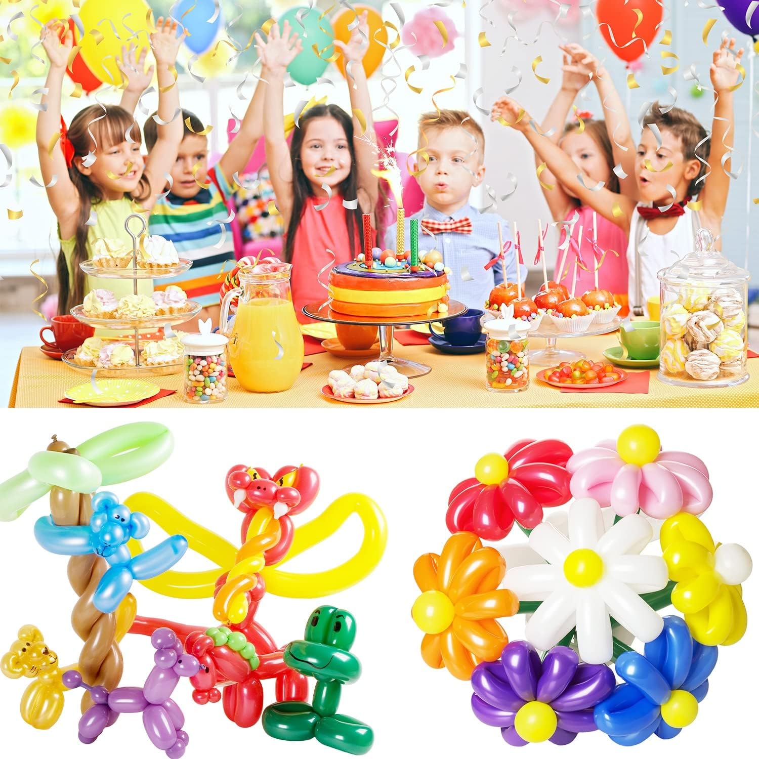 Clownatex 260 globos largos de color verde azulado (100 piezas) para animales de globo, modelado de forma de animal de látex, globos mágicos largos