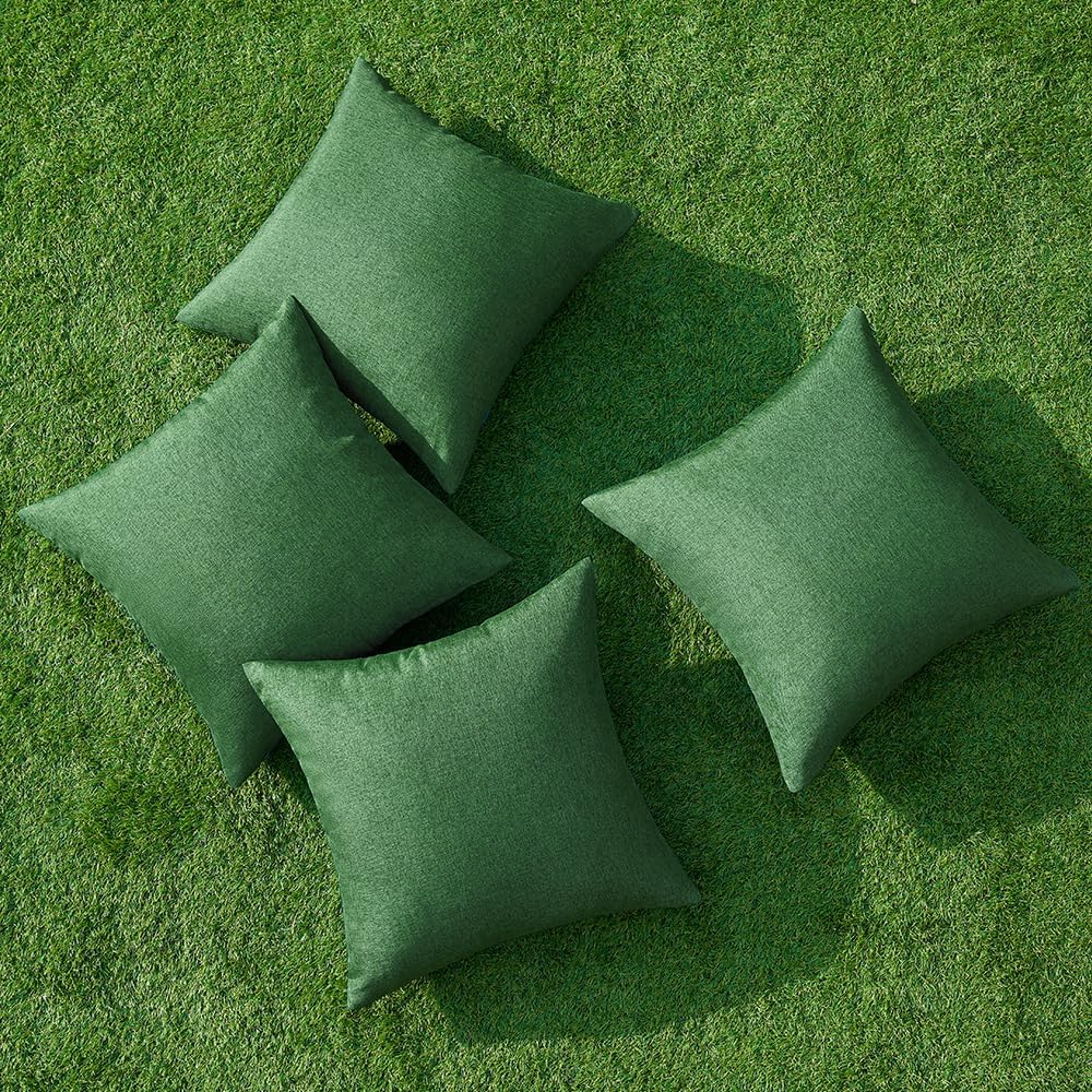 MIULEE Paquete de 4 fundas de almohada decorativas para exteriores, impermeables, de lino, para patio, jardín, tienda de campaña, balcón, sofá, 18 x