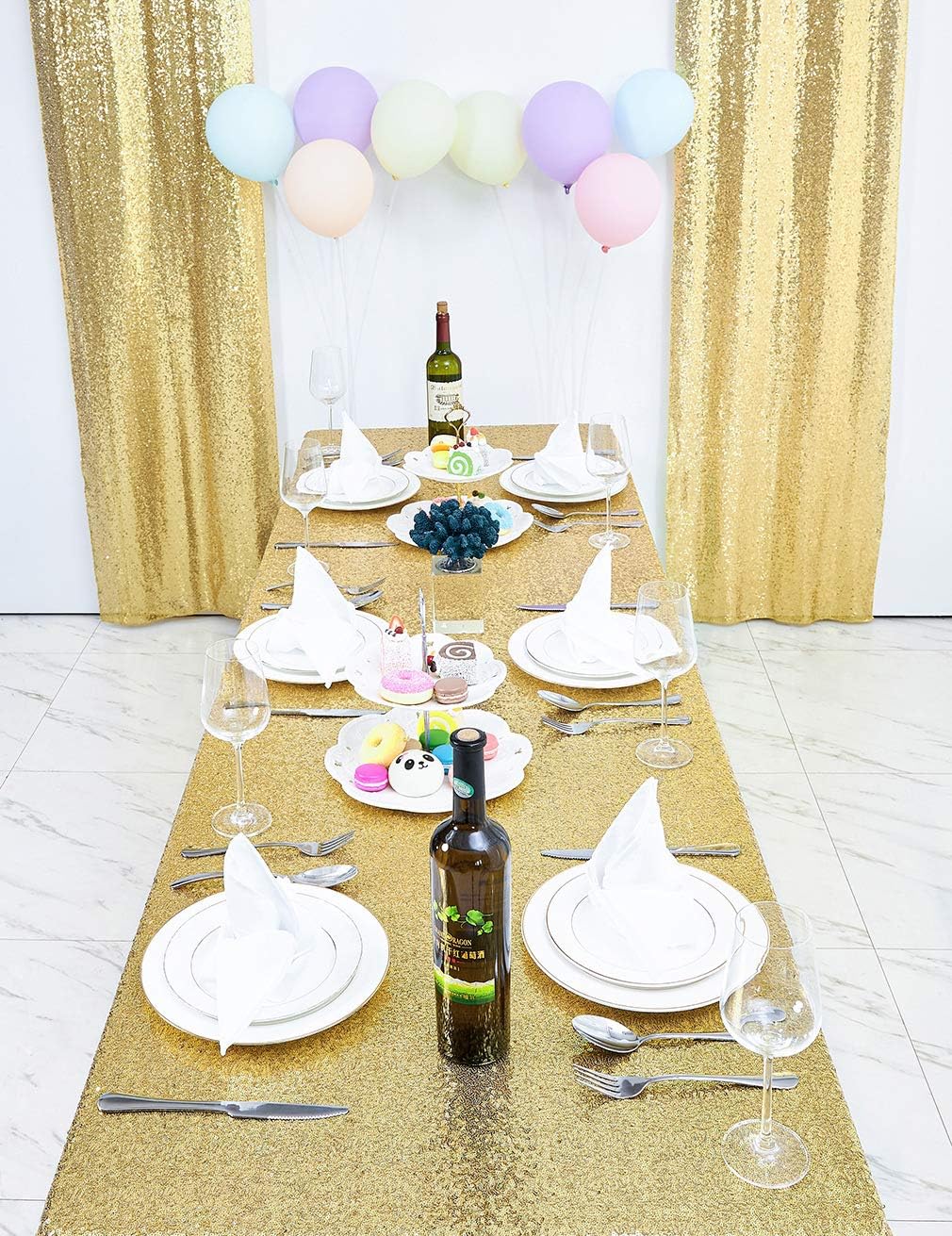 Hahuho Mantel de lentejuelas con brillantina, para decoración de despedida de soltera, cumpleaños, boda, postres, banquetes
