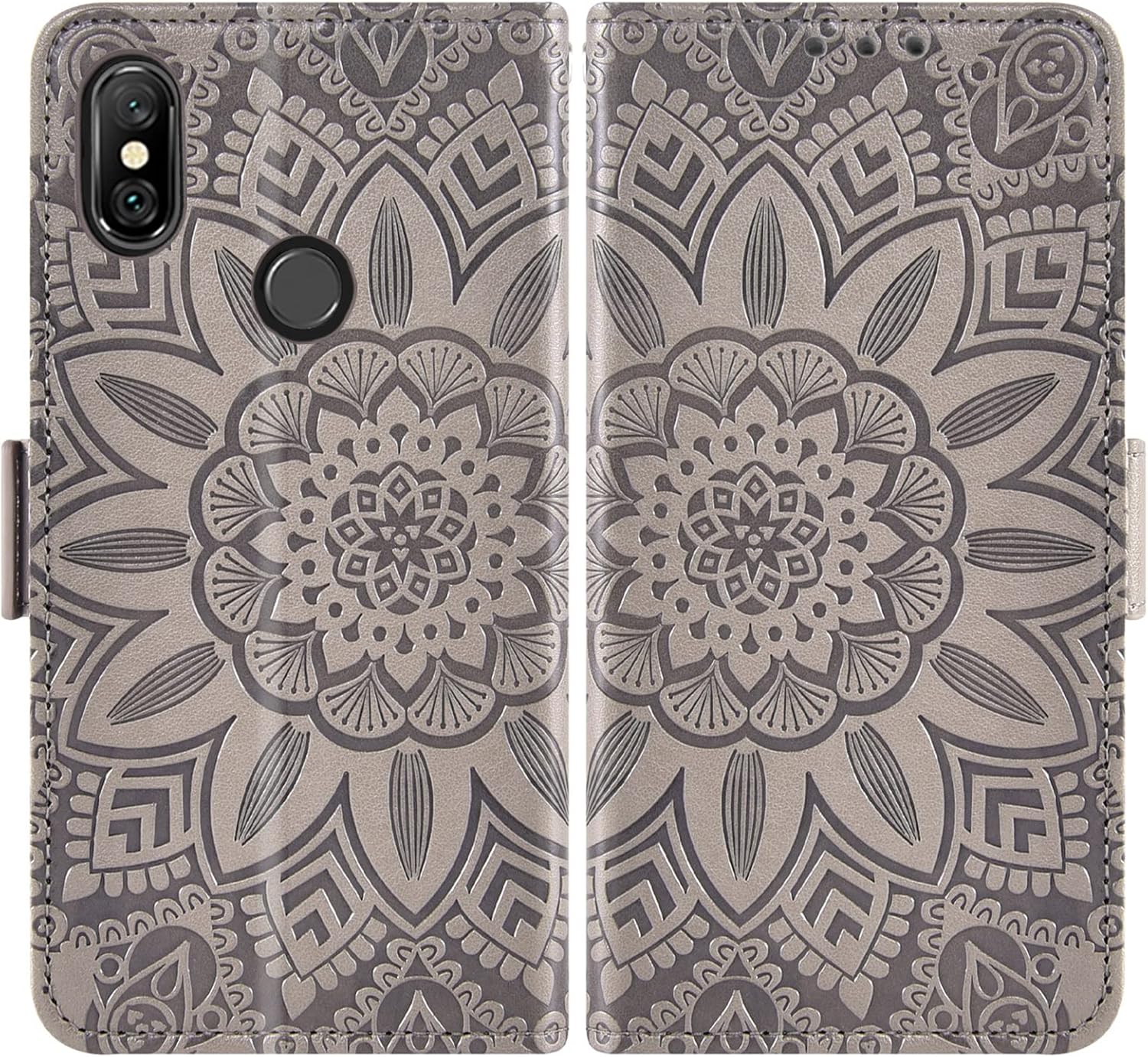 Asuwish Funda de teléfono para Xiaomi Redmi Note 6 ProNote6 con protector de pantalla de vidrio templado y billetera de cuero de flores, cubierta