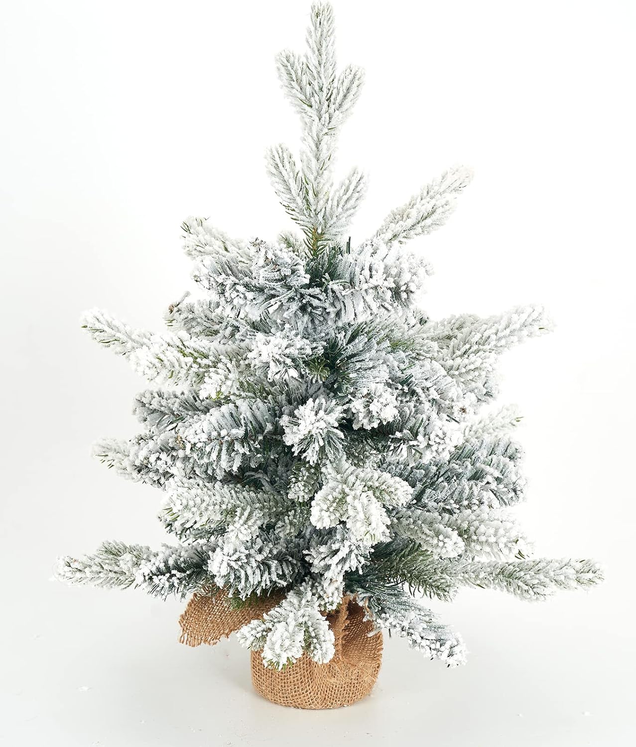 Árbol de Navidad artificial de mesa, pequeño, de 18 pulgadas, árbol de pino de Navidad flocado para mesa, escritorio, decoración de Navidad para el