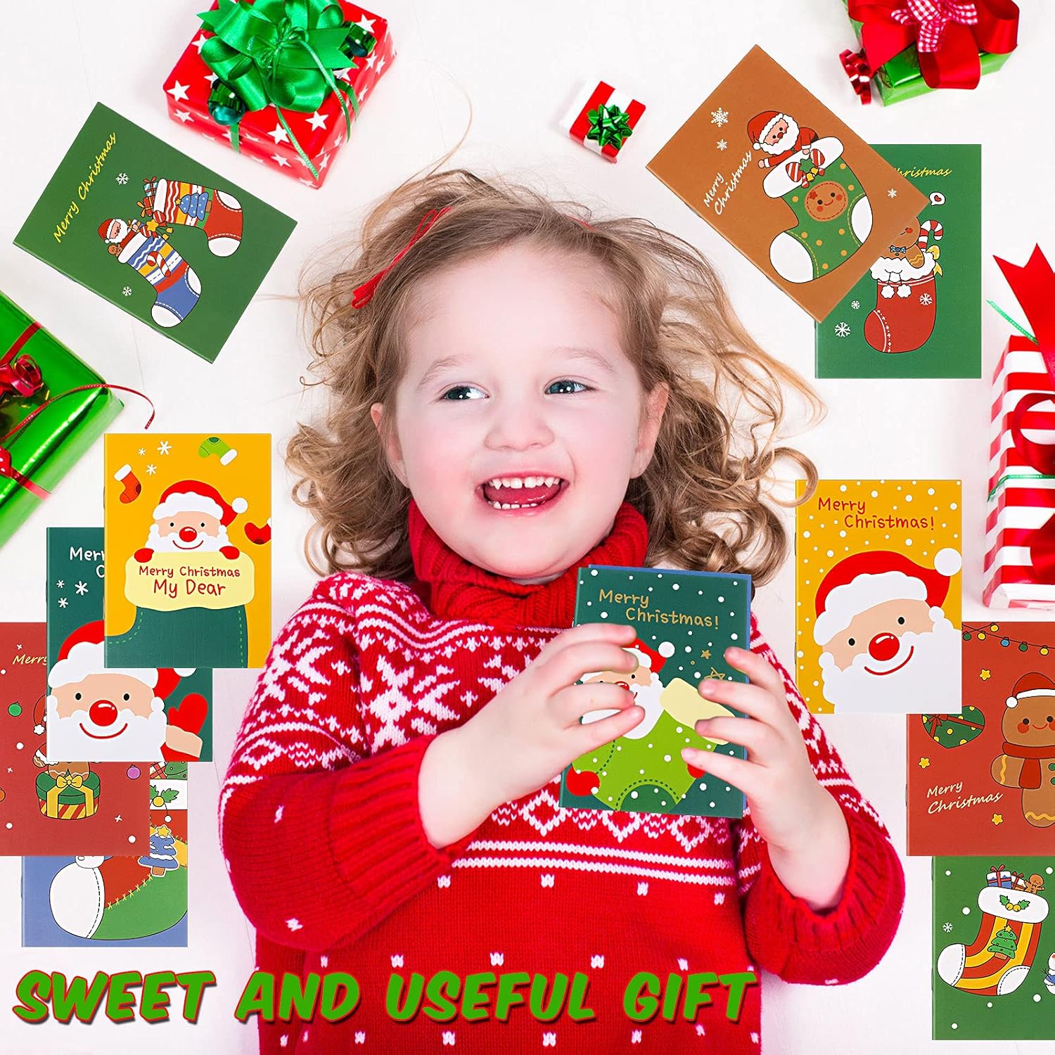 Zonon Mini cuaderno de Navidad, mini bloc de notas de Navidad, cuaderno de bolsillo con temática de Navidad, muñeco de nieve, Papá Noel, cuaderno