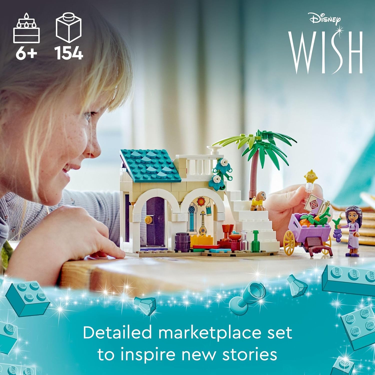LEGO Disney Wish Asha in The City of Rosas 43223 – Juego de juguetes de construcción, un modelo para construir de la película de Disney para