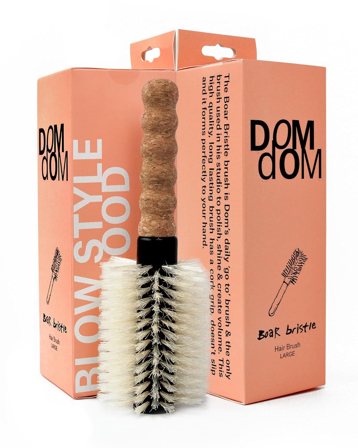 Cepillo de pelo de cerdas de jabalí de nailon, cepillo redondo para secado por soplado, cepillo grande de 2.5 pulgadas, cepillo antiestático, mango