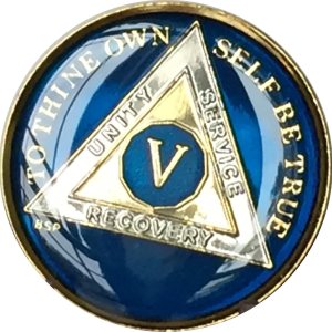 5 años azul medianoche AA Alcohólicos Medallón Anónimo Chip Tri Plate Oro y Níquel Chapado en Oración de Serenidad 5 años azul medianoche AA Alcohólicos Medallón Anónimo Chip Tri Plate Oro y Níquel Chapado en Oración de Serenidad