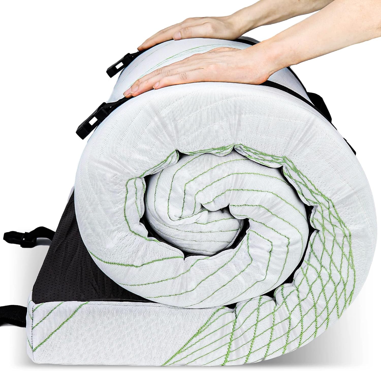 KingChii Colchón de espuma viscoelástica completa de 3 pulgadas de grosor con soporte 50D, funda de tela de punto de seda de hielo, enrollable