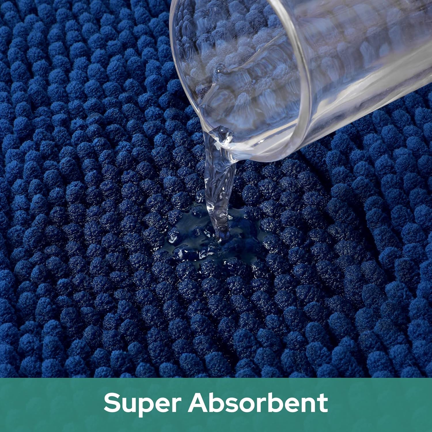 HOMEIDEAS Alfombra de baño redonda, felpilla de lujo, extra suave y absorbente, antideslizante, lavable a máquina (azul marino, 3 pies)