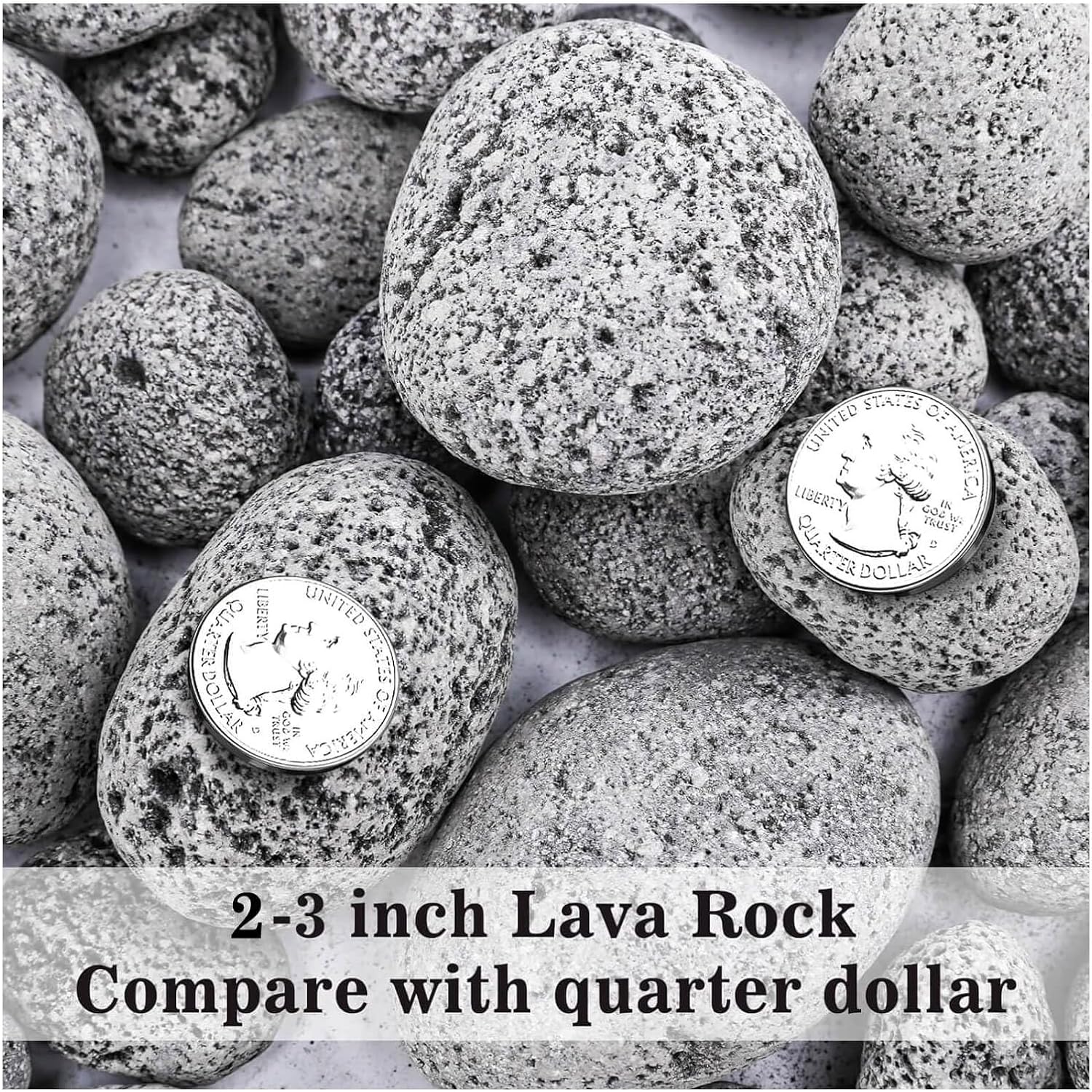 Grisun Piedras de lava gris para pozo de ajuste, piedras de lava templadas naturales seguras de 1-3 pulgadas para chimenea, paisajismo, plantas en