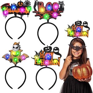 clothmile 4 diademas de Halloween iluminadas con luz LED de calabaza brillante y gato negro, telaraña, diadema LED de Halloween, fiesta, cumpleaños, clothmile 4 diademas de Halloween iluminadas con luz LED de calabaza brillante y gato negro, telaraña, diadema LED de Halloween, fiesta, cumpleaños,