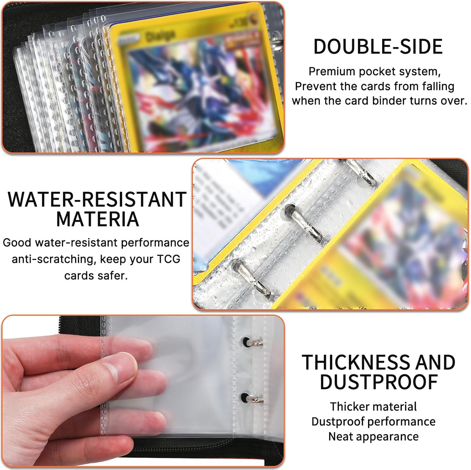 Linkinbot Carpeta de tarjetas coleccionables de 2 bolsillos para tarjetas TCG, capacidad para 80 tarjetas con 40 fundas extraíbles, álbumes de