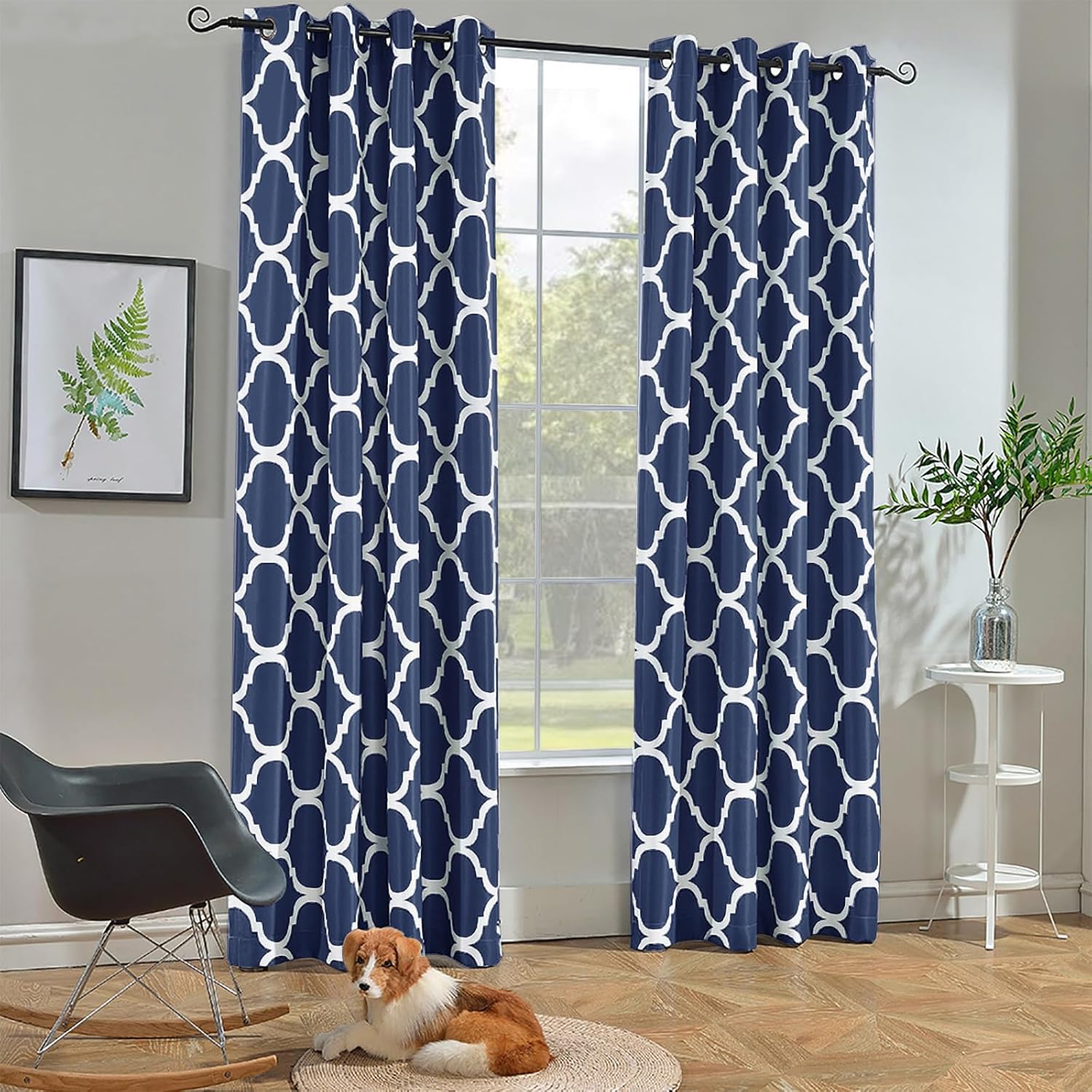 Melodieux Cortina opaca para oscurecer la habitación, con ojales, para sala de estar, dormitorio, paquete de 1 panel, 52 pulgadas de ancho x 84