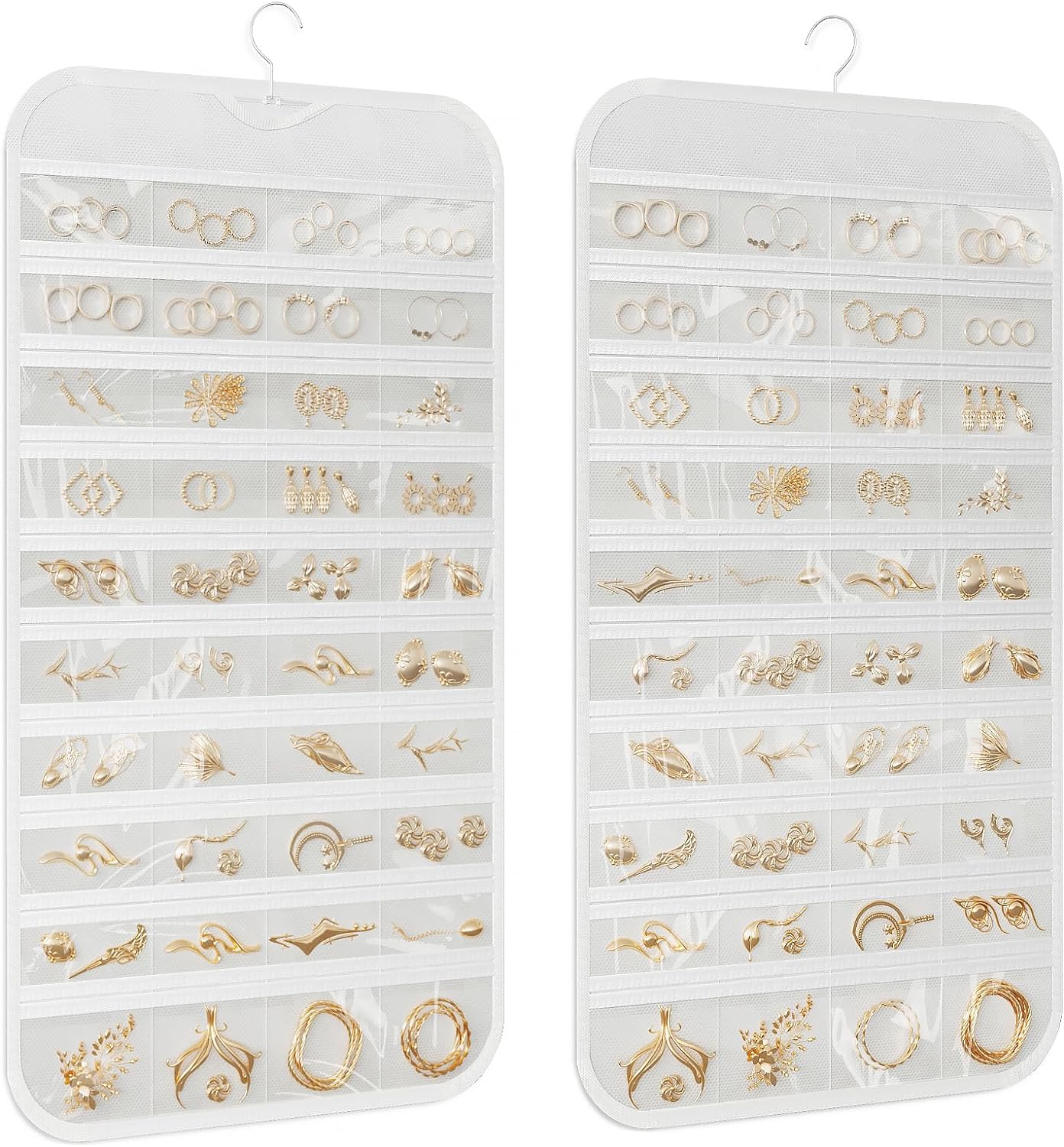 1 organizador de joyas colgante, organizador de joyas de 80 bolsillos para colgar, para joyas, aretes, collares, pulseras, anillos, soporte de viaje