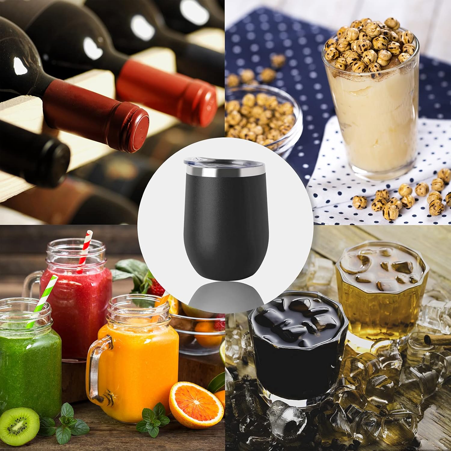 Vaso de vino de 10 oz, aislado al vacío, acero inoxidable
