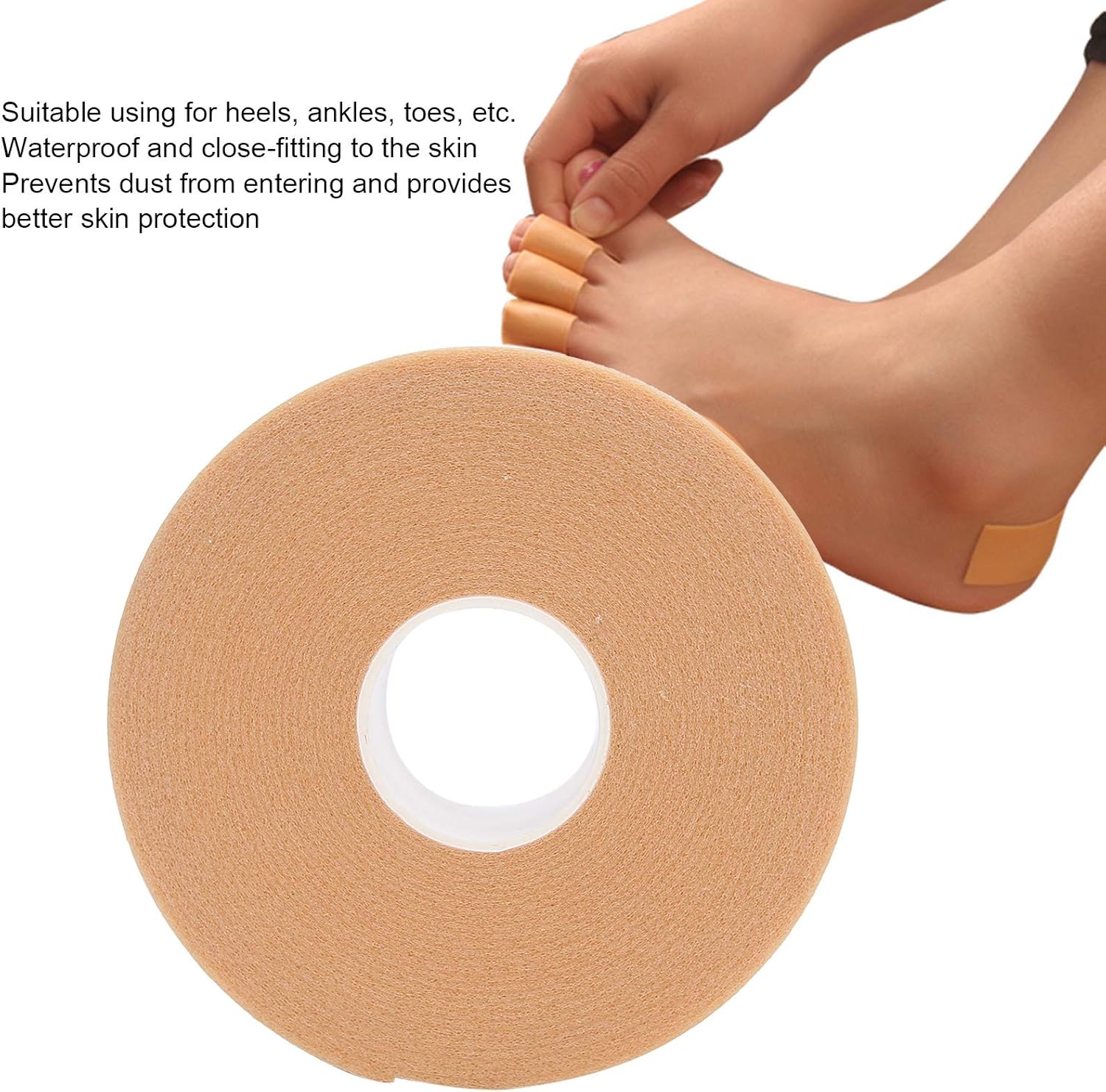 Cinta para el talón del pie, cinta para el talón de los zapatos, protector de cinta de gel de silicona, 1.0 in x 14.8 ft, adhesivo para el talón del