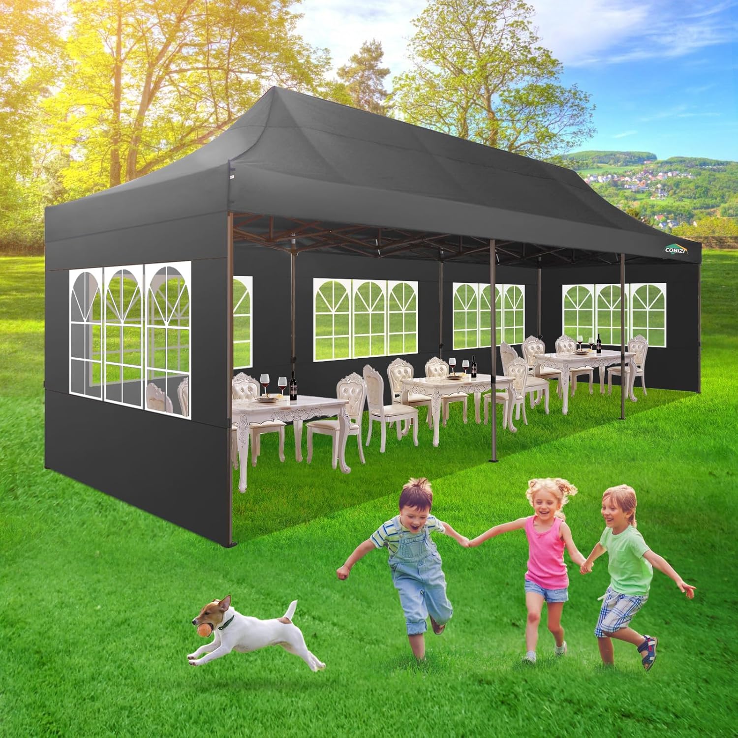 COBIZI Tienda de campaña resistente de 10 x 30 pulgadas, toldo comercial desplegable de 10 x 30 pulgadas para fiestas, kioscos impermeables con 8