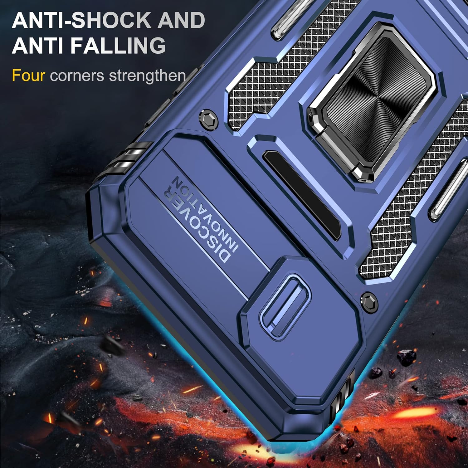 Funda para iPhone 11 con 2 protectores de pantalla de vidrio, funda con función atril para iPhone 11 con cubierta deslizante para cámara y soporte
