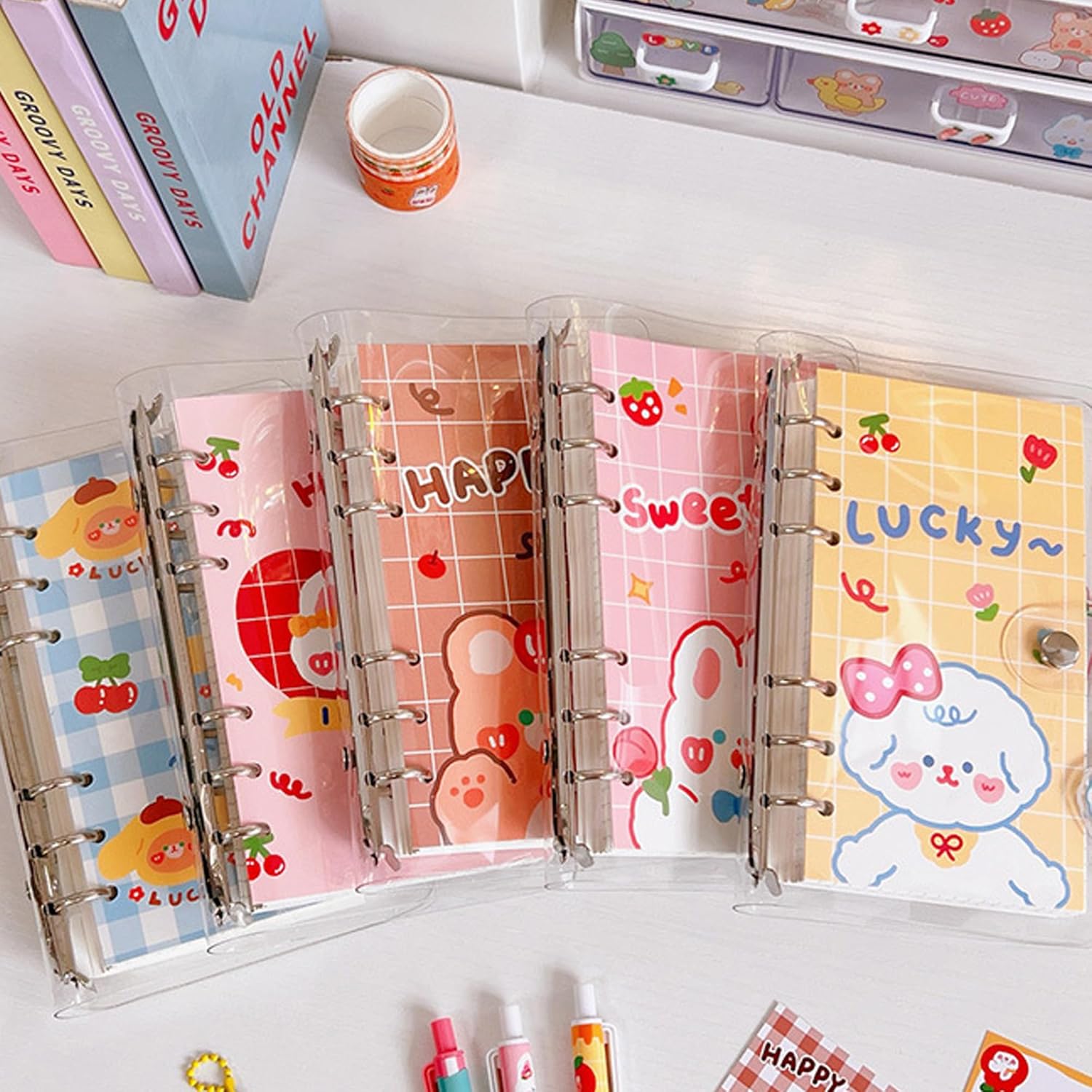 Cuadernos escolares de 6 anillos para niños y niñas (azul)