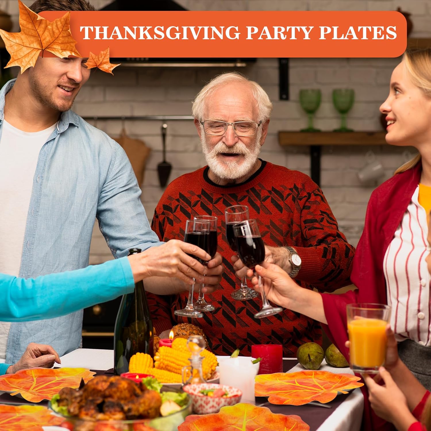 100 platos de Acción de Gracias de 10 pulgadas, hojas de otoño, desechables, vajilla de papel para dar gracias, ensalada, aperitivo, platos de
