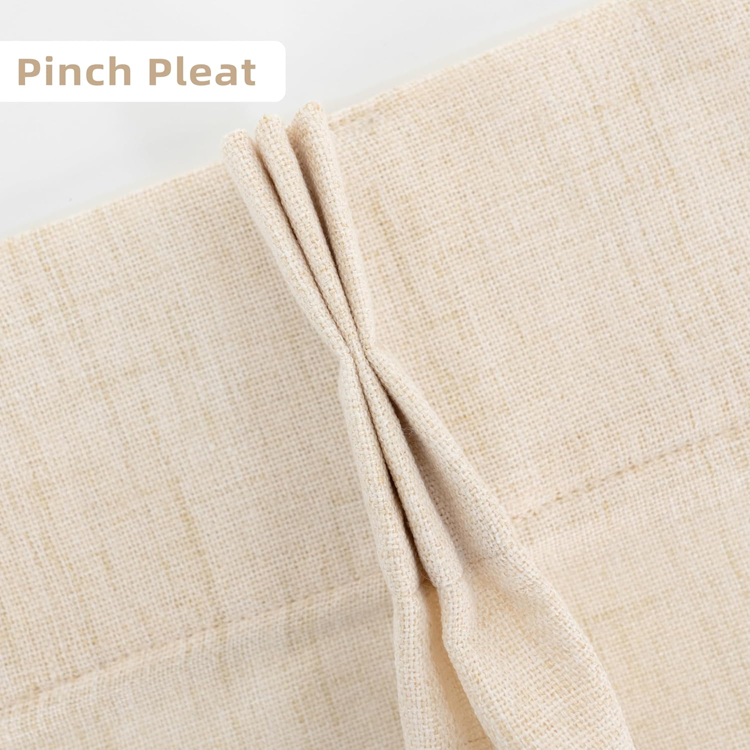 DriftAway Cenefa plisada para ventana de cocina, cenefa de lino con textura de color beige liso, 108 pulgadas de ancho para sala de estar,