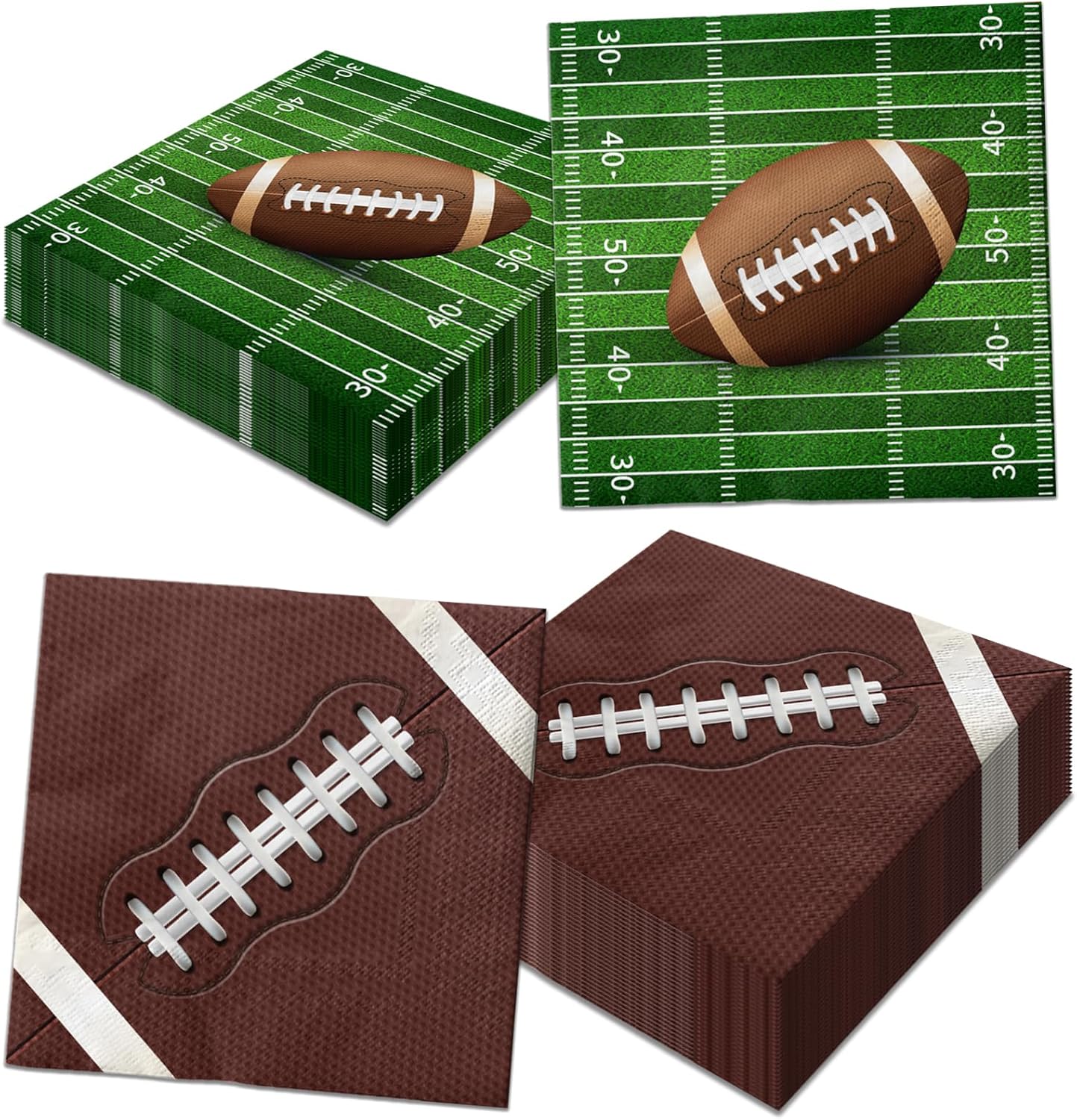 Suministros de fiesta de cumpleaños de fútbol, 40 servilletas de fiesta de fútbol, decoración de mesa temática de fútbol para touchdown fiesta de
