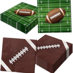 Suministros de fiesta de cumpleaños de fútbol, 40 servilletas de fiesta de fútbol, decoración de mesa temática de fútbol para touchdown fiesta de Suministros de fiesta de cumpleaños de fútbol, 40 servilletas de fiesta de fútbol, decoración de mesa temática de fútbol para touchdown fiesta de