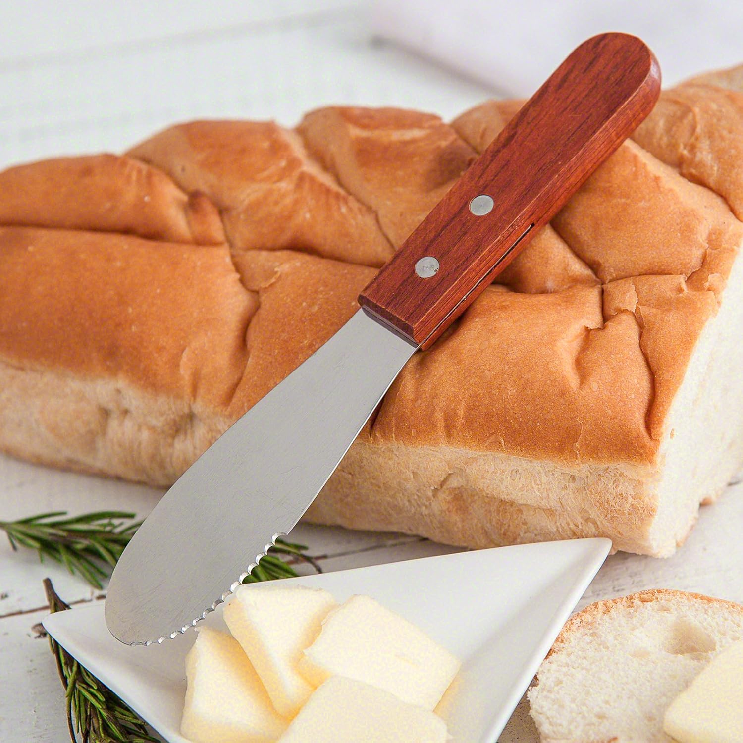 Adorox Cuchillos de cocina anchos de acero inoxidable para sándwiches, mantequilla y queso (juego de 4)