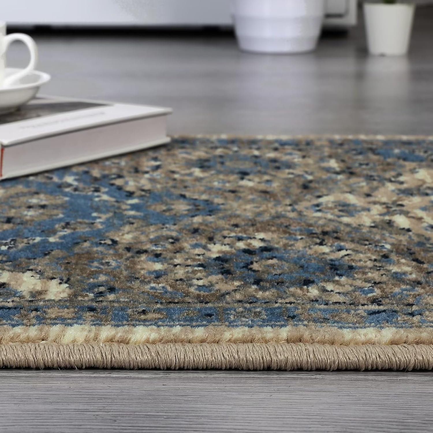GAOMON Alfombra de pasillo de 2 x 6 pulgadas, estilo vintage, floral, para pasillo, camino de entrada, cocina, alfombra estética gruesa de pelo bajo