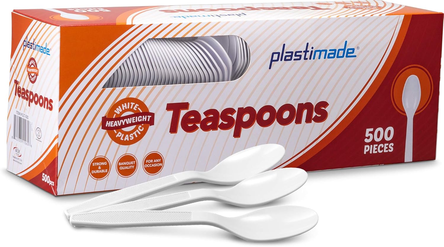 500 cucharaditas Plastimade White – Cuchara desechable de plástico extra pesada, ideal para bodas, catering, fiestas, bufetes, eventos o uso diario,